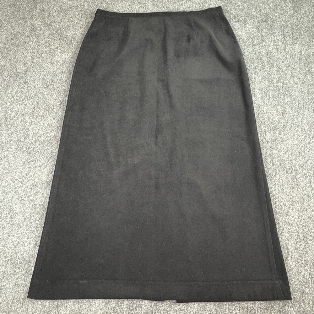 Talbots Skirt Womens 14P Black Wool Blend Midi‎ Stretch Office Academia Preppy